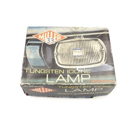 A vintage boxed Miller Tungsten Iodine car spot lamp, 20 cm x 14 cm