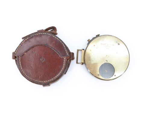 An 1899 dated British army Mk IV "drum" clinometer by Short &amp; Mason, its leather case inscribed "G P Gurdon, Royal Scots,