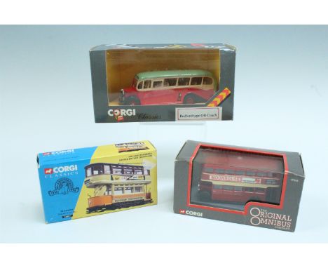 Three boxed Corgi die-cast busses  