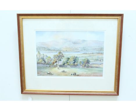 Florence M Nicholson "Black Combe from Kirkley Moor", watercolour, signed to the lower right, bearing label verso, mounted in