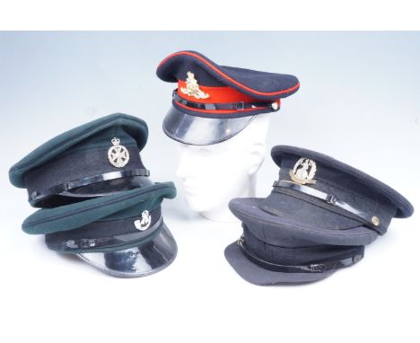 Five various post-War army dress caps