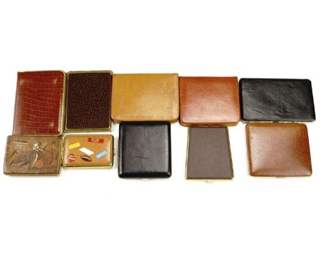 A group of vintage leather bound and similar cigarette cases, including Colbrini, Burneys, Orlik etc