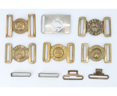 A Victorian British Army general service brass buckle, a Grenadier Guards other rank's dress buckle and others