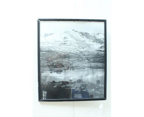 [Donald Campbell] A black and white photograph of Donald Campbell in Bluebird, taken from an elevated position at the side of
