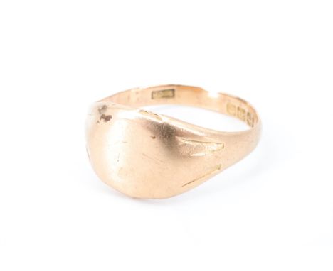 An 18 ct gold signet ring, with vacant matrix, Birmingham, 1915, size R/S, 5.39 g