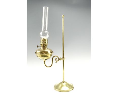 A Sherwood adjustable brass reading oil lamp, 60 cm