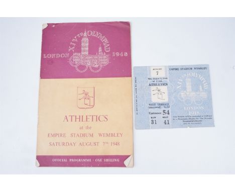 A London Olympics 1948 Athletics official programme and ticket, hosted at the Empire Stadium Wembley 