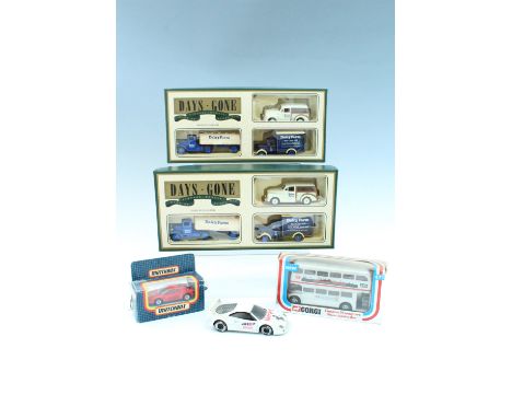 Two Days Gone boxed sets of die-cast vehicles, together with a boxed Matchbox Ferrari, a Corgi bus etc