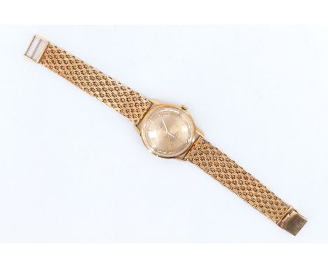 A 1961 Longines Flagship 18 K yellow metal wristwatch, having a calibre 340 automatic movement and gilt face with baton marke