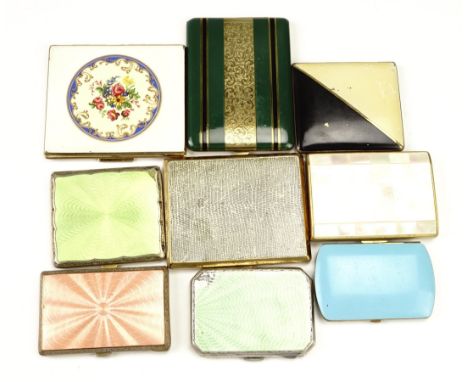 A group of vintage enamelled and similar cigarette cases