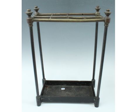 A Victorian brass and iron stick and umbrella stand, 40 cm x 59 cm high