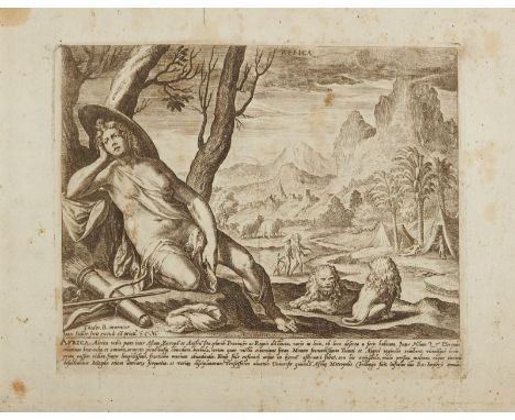 Johannes Sadeler  Iconography of Africa, 1581etching on brushed paper. . Cm 29,00 x 23,00. Good print impression, 18.9 X 23.1