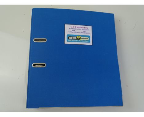 OO GAUGE MODEL RAILWAYS: A large lever arch file containing an archive of WRENN catalogues and price lists dating from 1950 t