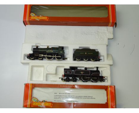 OO GAUGE MODEL RAILWAYS: A pair of HORNBY steam locomotives comprising a Class M7 in BR black and a 'County of Bedford' in GW