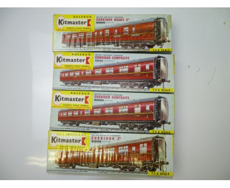 TT GAUGE MODEL RAILWAYS: A group of unbuilt KITMASTER Mark 1 coach kits in BR maroon livery - VG/E in G/VG boxes (4)