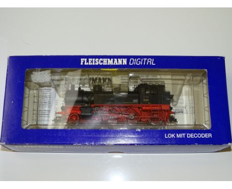 HO GAUGE MODEL RAILWAYS: A FLEISCHMANN digital 74046 BR76 Class steam locomotive in DRG black livery, DCC sound fitted  - VG 