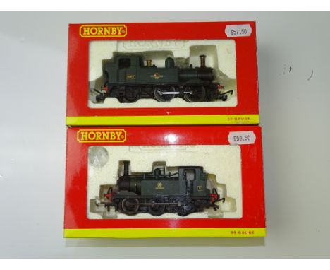 OO GAUGE MODEL RAILWAYS: A pair of HORNBY steam tank locomotives comprising an R2539 Class 14XX in BR green livery and an R26