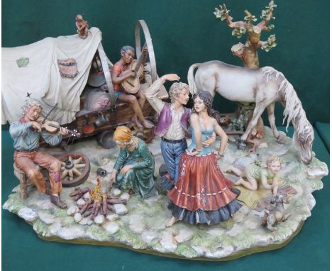 LARGE CAPODIMONTE CERAMIC FIGURE GROUP (AT FAULT) 