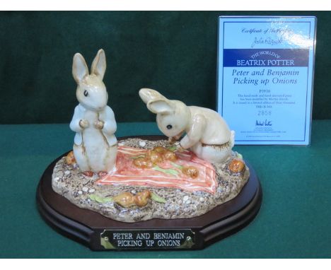 BESWICK BEATRIX POTTER TABLEAUX LIMITED EDITION CERAMIC FIGURE GROUP- PETER AND BENJAMIN PICKING UP ONIONS, P3930, DESIGNED B