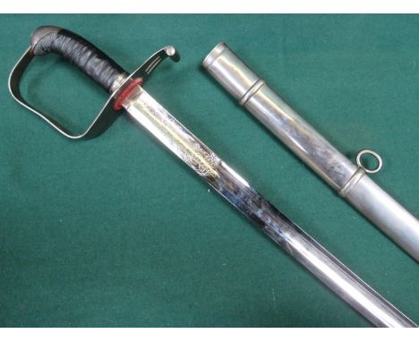 AUSTRIAN DRESS SWORD WITH METAL SCABBARD WITH TWO BELT LOOPS, ENGRAVINGS ON HILT END, POSSIBLY OFFICER'S NAME 