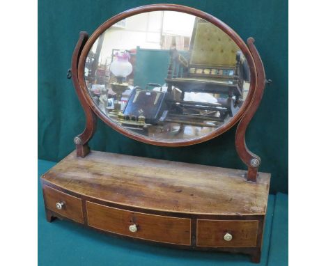 MAHOGANY INLAID BOW FRONTED THREE DRAWERS BEDROOM SWING MIRROR