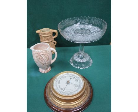 SUNDRY LOT INCLUDING STEMMED GLASS DISH, BAROMETER, BESWICK JUG, ETC. 