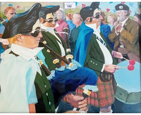 David Gray (b.1947)Love Me TenderThe Uddingston Pipe Band Signed & Dated 196939x49cm