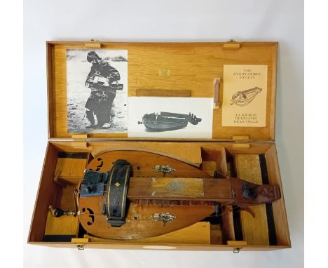 Vintage wooden cased Hurdy Gurdy musical instrument