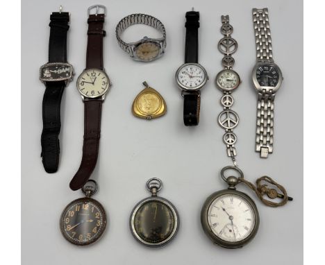 Collection of wrist watched and pocket watches to include military Elgin pocket watch