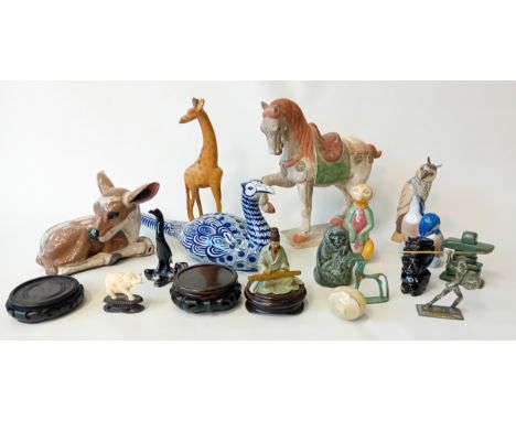 Collectable odds to include Chinese horse sculpture, Thai porcelain pheasant, Chinese wares and others