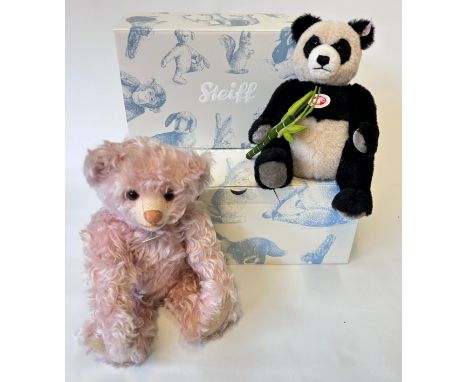A Steiff Panda 2008 Limited Edition bear (26cm) made from black and white alpaca with only 2008 pieces produced [No.00413]. T