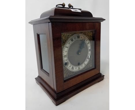 Goldsmith &amp; Silversmiths of London Eight day mahogany bracket clock with key