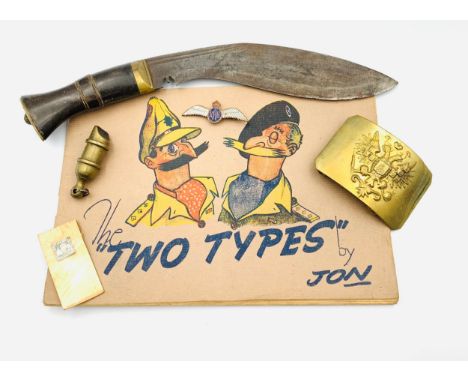 Kukri knife, Russian imperial army belt buckle, RAF sweetheart badge, Railway whistle marked NBR, Polish Army museum pin badg