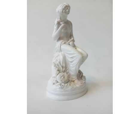 Coalport porcelain Grecian girl figurine raised on oval base.[33cm]