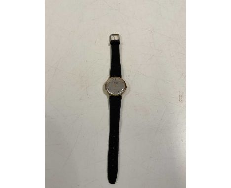 BULOVA; a gentleman's vintage 9ct gold cased Longchamp wristwatch, diameter 34mm.