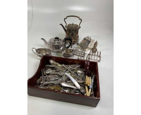 A quantity of various silver plated items including flatware.