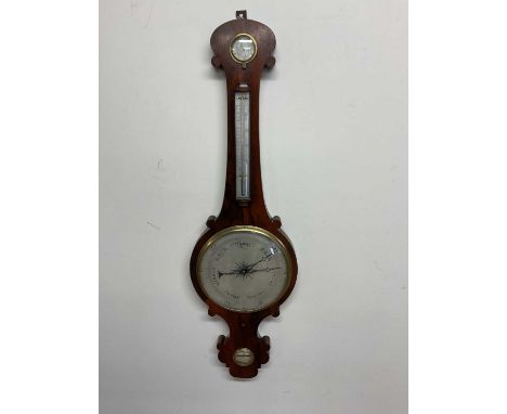 A mid 19th century rosewood wheel barometer, length 100cm.