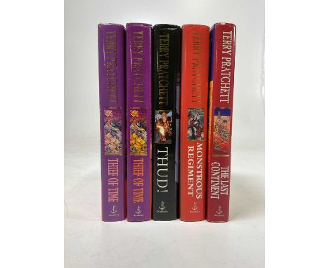 TERRY PRATCHETT; 'Thief of Time', first edition, signed by the author, together with four other unsigned books by the same au