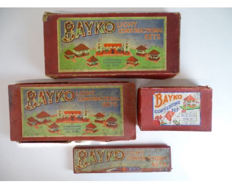 VINTAGE TOYS: A group of pre-war BAYKO building sets comprising: 2 x 2, 1 x 2x and 1 x 1a (contents not checked complete) - G