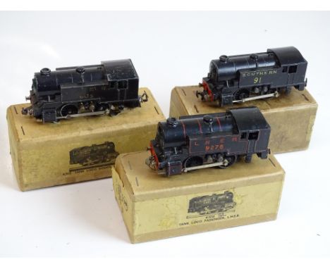 OO SCALE MODEL RAILWAYS: A group of TRIX TWIN 0-4-0 tank locomotives in LNER and Southern liveries in original boxes one LNER