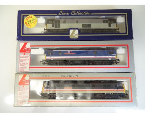 OO SCALE MODEL RAILWAYS: A group of LIMA locomotives to include a pair of Class 73 Electrodiesels and a Class 87 electric in 