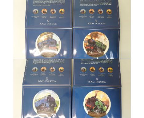 OO SCALE MODEL RAILWAYS: HORNBY - A complete set of all four Royal Doulton train packs comprising commemorative plate and ste