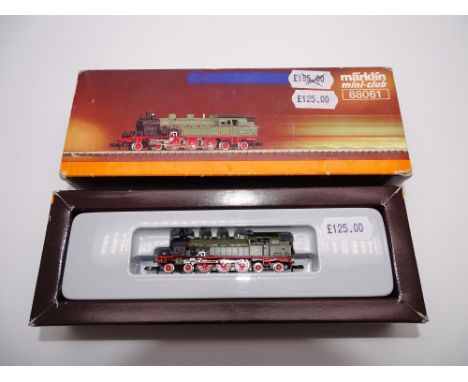 Z SCALE MODEL RAILWAYS: A MARKLIN Mini Club 88061 steam tank locomotive in K.W.St.E livery - VG/E in G box