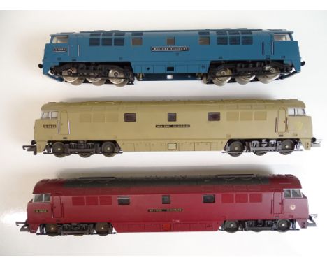 OO SCALE MODEL RAILWAYS: A group of unboxed Western Class diesel locos by LIMA and TRIX - G in (3)