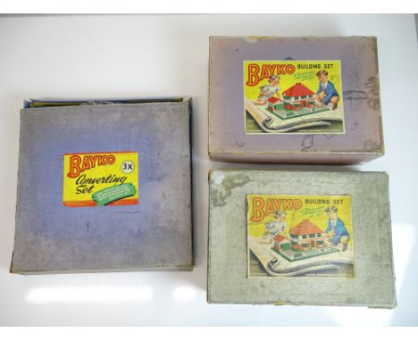 VINTAGE TOYS: A group of 1940s/50s BAYKO building sets comprising: 2 x 3 and 1 x 3x - contents unchecked - G in P/F boxes (3)