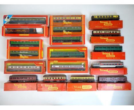 OO SCALE MODEL RAILWAYS: A group of mixed TRI-ANG, HORNBY and LIMA coaches (including a LIMA Mark 3 example) to include some 