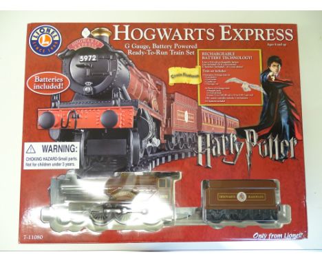 G SCALE MODEL RAILWAYS: A LIONEL Harry Potter 'Hogwarts Express' train set, battery operated, remoted control - appears compl