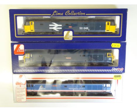 OO SCALE MODEL RAILWAYS: A trio of LIMA Class 50 diesel locos - VG in G/VG boxes (3)