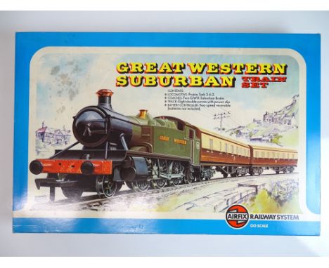 OO SCALE MODEL RAILWAYS: An AIRFIX 54056-0 Great Western Suburban Train Set - comprising Prairie Tank steam loco, two coaches