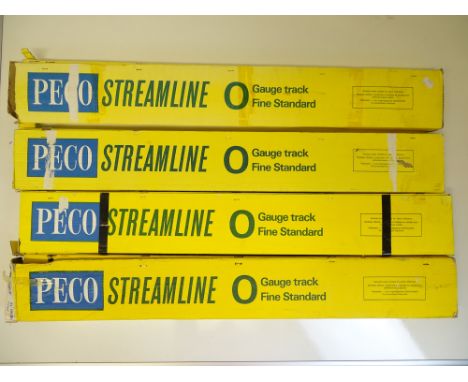 O SCALE MODEL RAILWAYS: A quantity of PECO streamline O SCALE flexible track - 4 boxes - some used, some unused - F/VG in F b